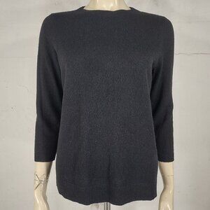 Talbots black 100% Cashmere 3/4 sleeve round neck pullover sweater ladies Medium